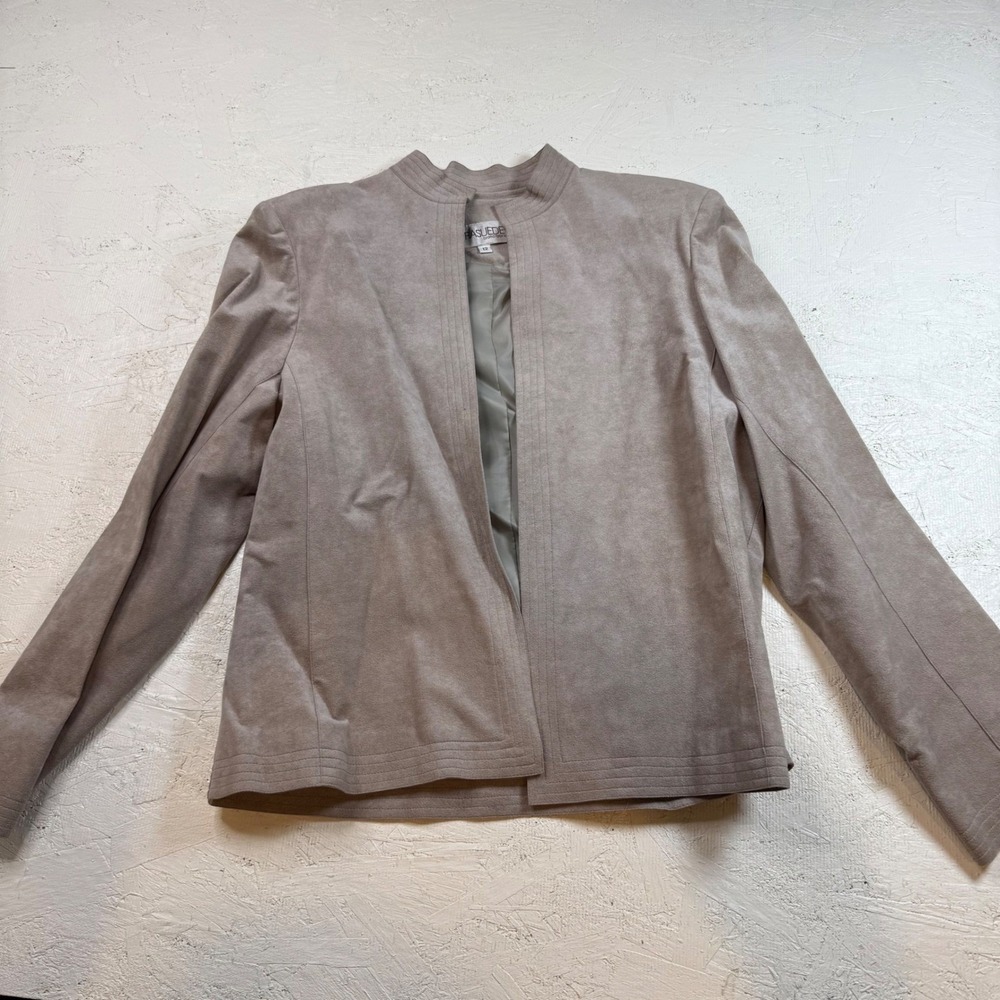 Vintage Ultrasuede Blazer Jacket and‎ Skirt Set Size 12 Taupe Suit